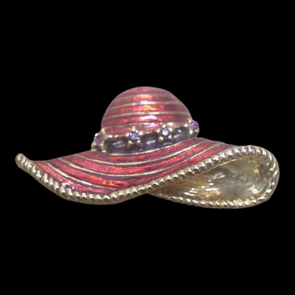 VTG Red Hat Society Jewelry Collection 8 Pieces Brooches, Earrings, Charm Watch - Picture 13 of 16